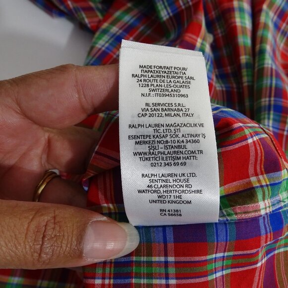 Polo Ralph Lauren Men Classic Fit Red Plaid Button Down Shirt XL 17.5 Christmas - Picture 9 of 13